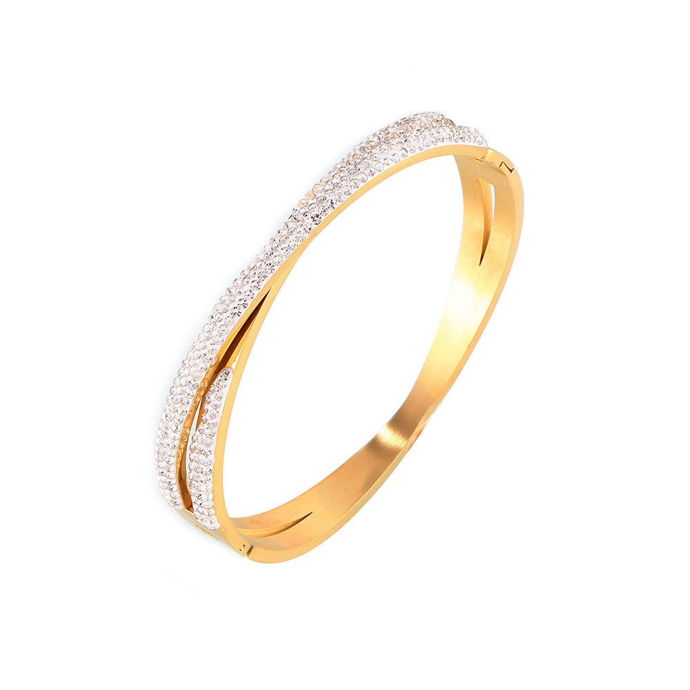 "Golden Day" - 18K Gold Diamond Titanium Steel Bracelet
