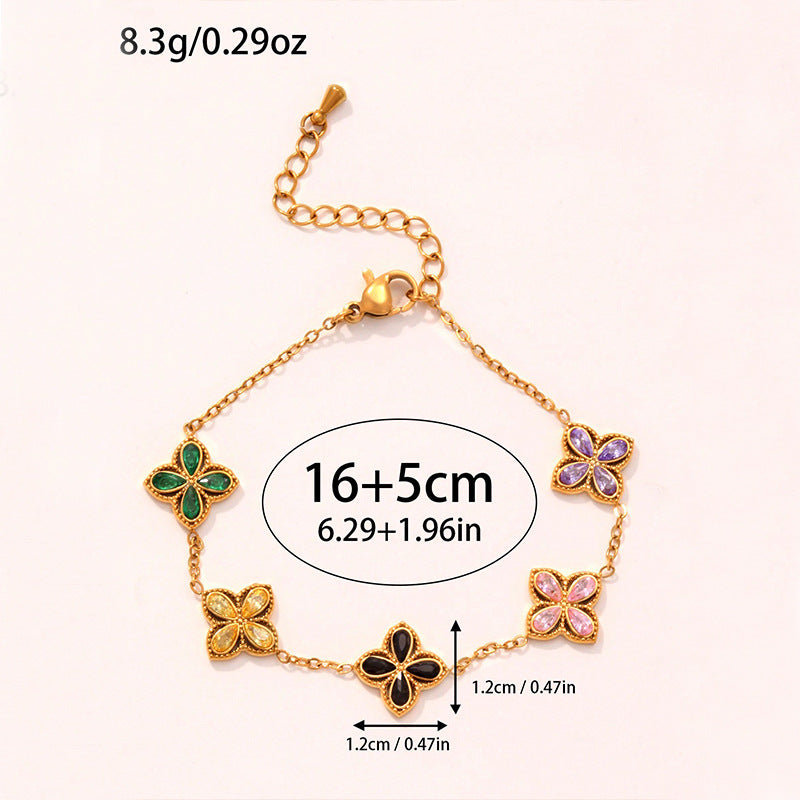 Small Flowers Inlaid Zircon Bracelet