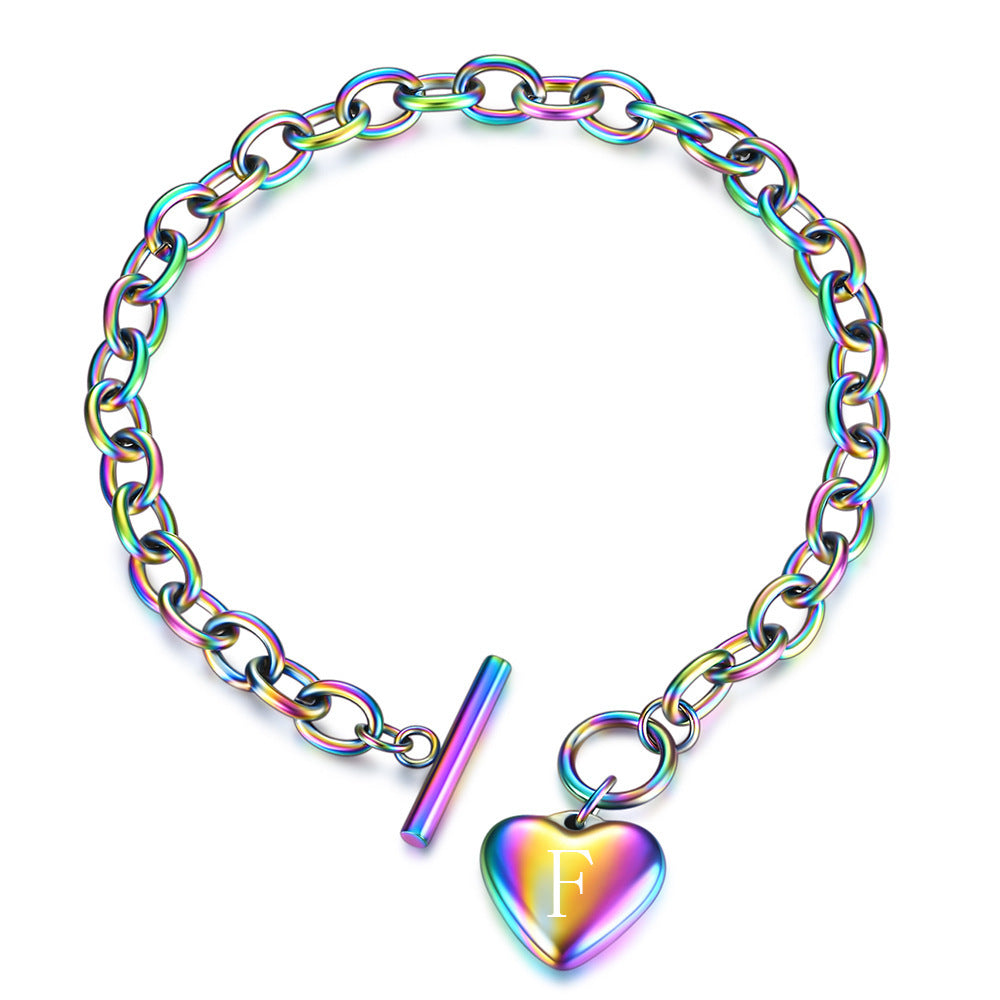 "Electric Heart" - Electroplated Stainless Steel Charm Bracelet