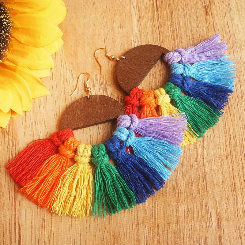 Hand-woven Colorful Tassel Earrings