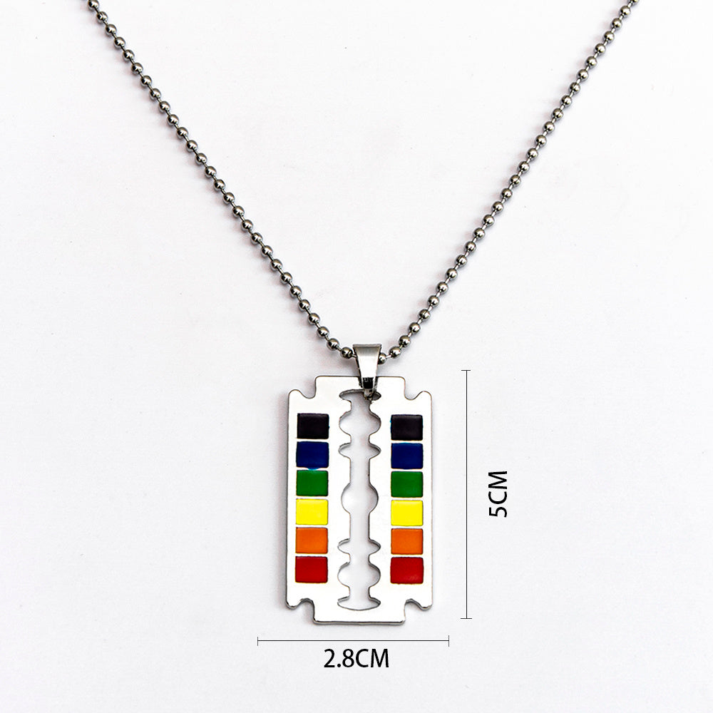 Rainbow Safety Razor Blade Necklace