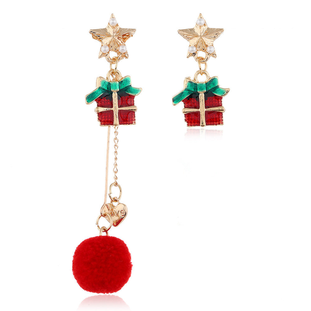 "Christmas Hair Ball" - Dangle Earrings