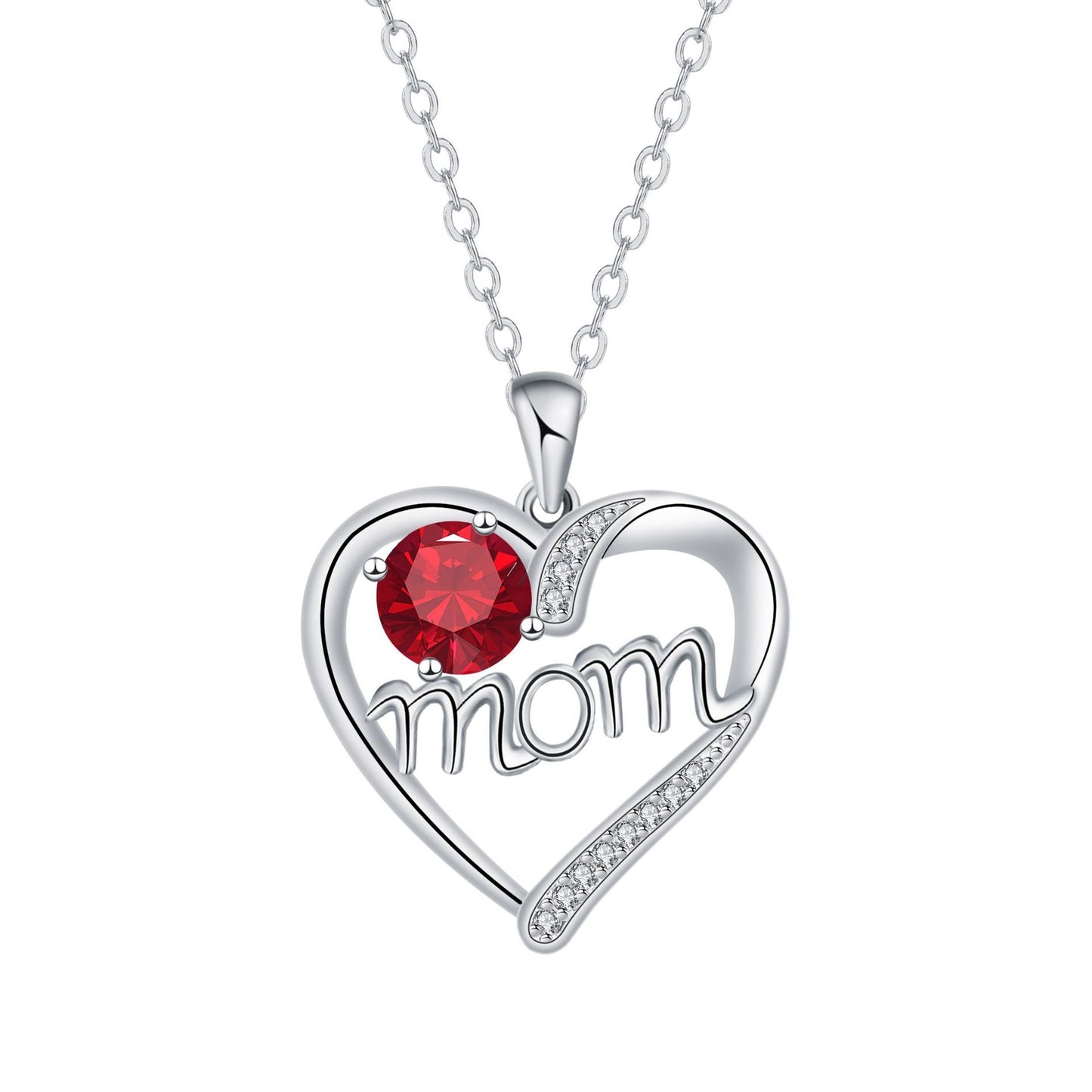 "MOM" - Heart-shaped Simulated Stone Necklaces