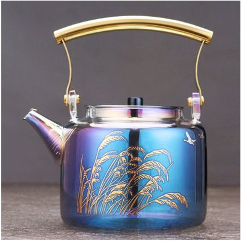 "I Dream of Tea" - Large Capacity Heat-resistant Glass Colorful Tea Kettle