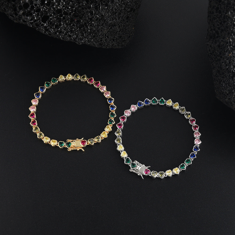"My Love in Color" - Colorful Tennis Heart-shaped Bracelet
