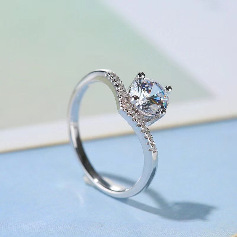 "Her Elegance" - Silver Simulated Moissanite Diamond Ring