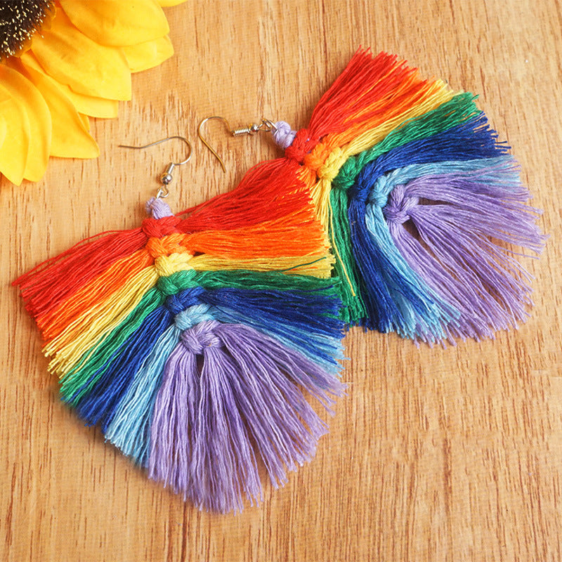 Hand-woven Colorful Tassel Earrings