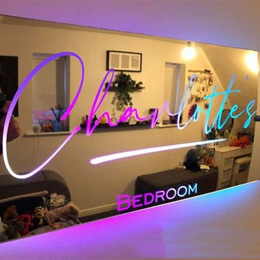 Personalized Name Mirror LED Light For Bedroom
