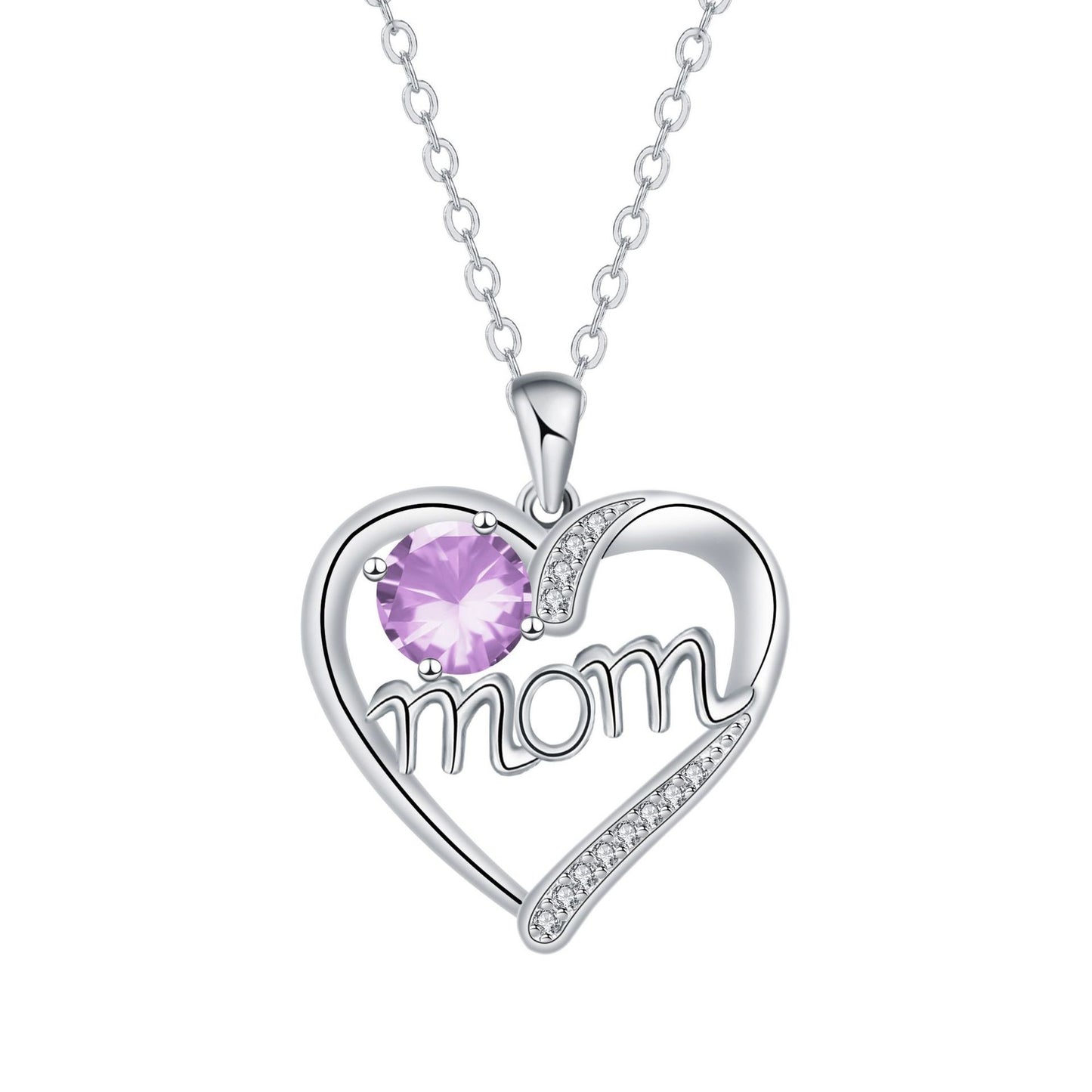 "MOM" - Heart-shaped Simulated Stone Necklaces