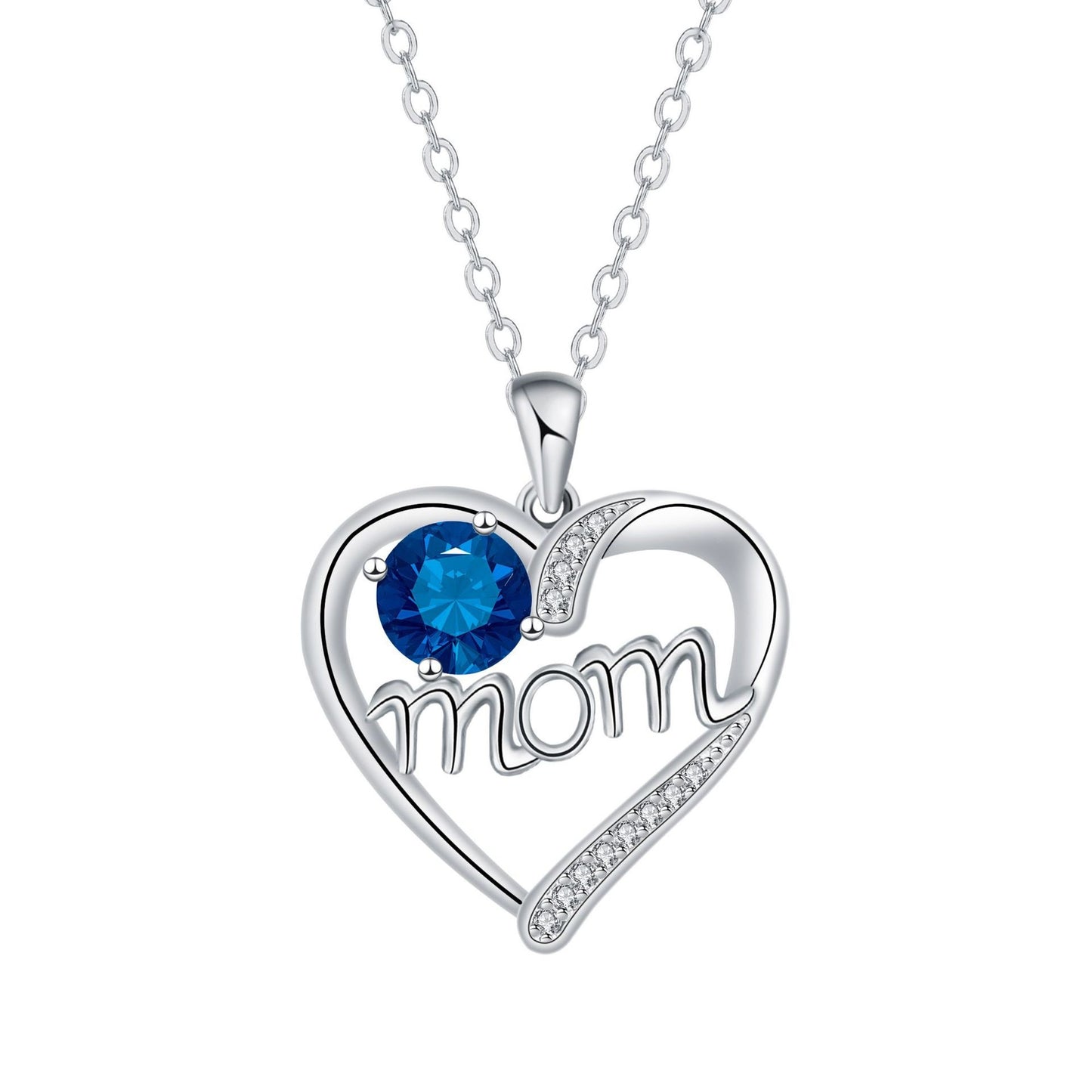 "MOM" - Heart-shaped Simulated Stone Necklaces