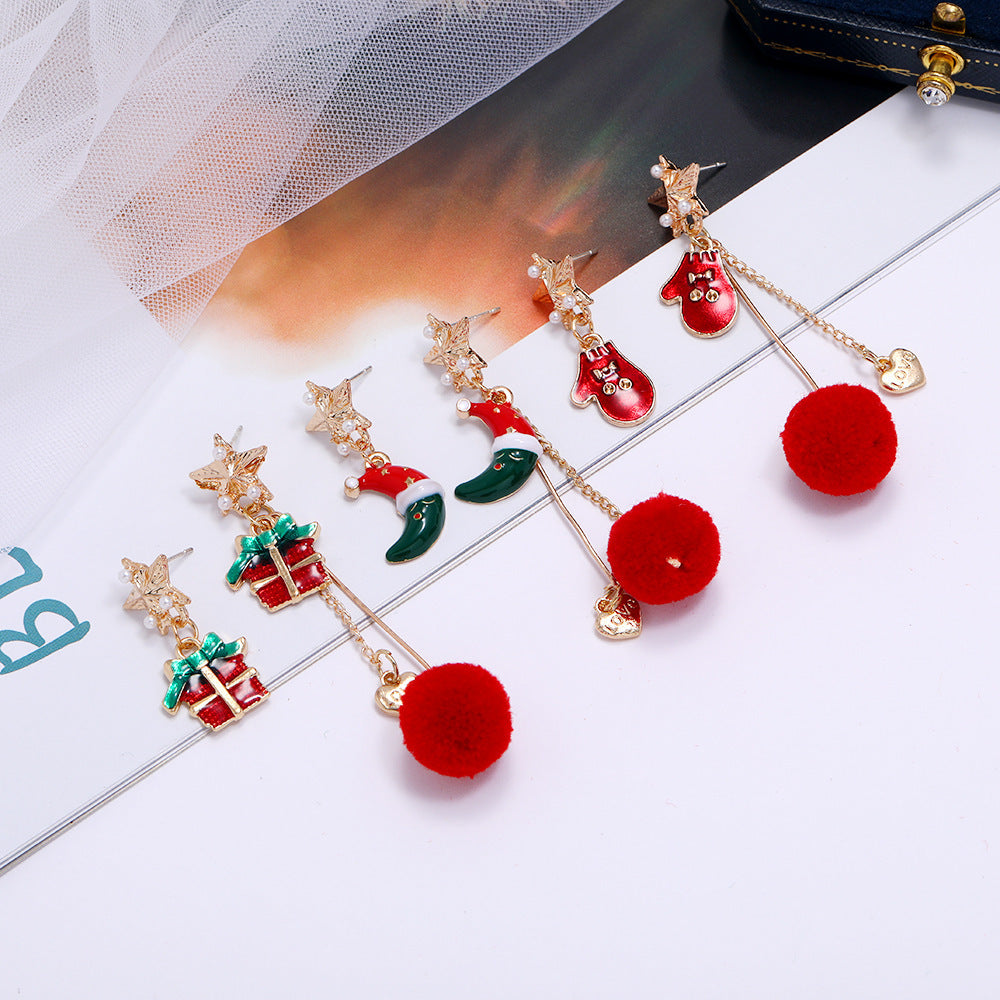 "Christmas Hair Ball" - Dangle Earrings
