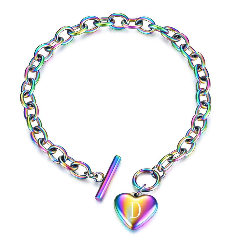 "Electric Heart" - Electroplated Stainless Steel Charm Bracelet