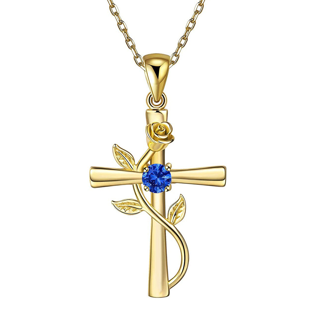 "Rose from the Cross" - Necklace (Birthstone)