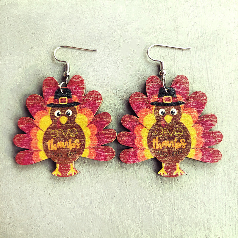 Wooden Thanksgiving Earrings