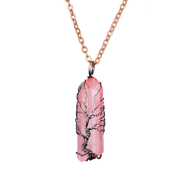 Natural Crystal Copper Wire Necklace For Women And Men