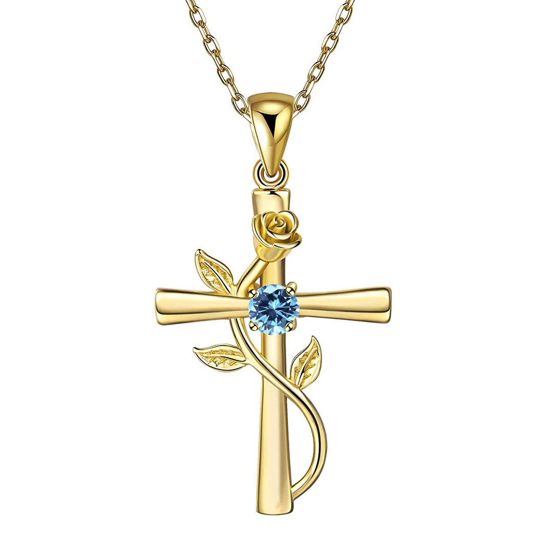 "Rose from the Cross" - Necklace (Birthstone)