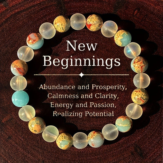 "New Beginnings" - Handcrafted  Colorful Frosted Beaded Bracelet