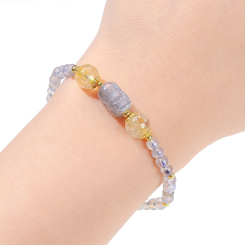 "Moonlit Glimmer" - Handmade Natural Moonstone Bracelet