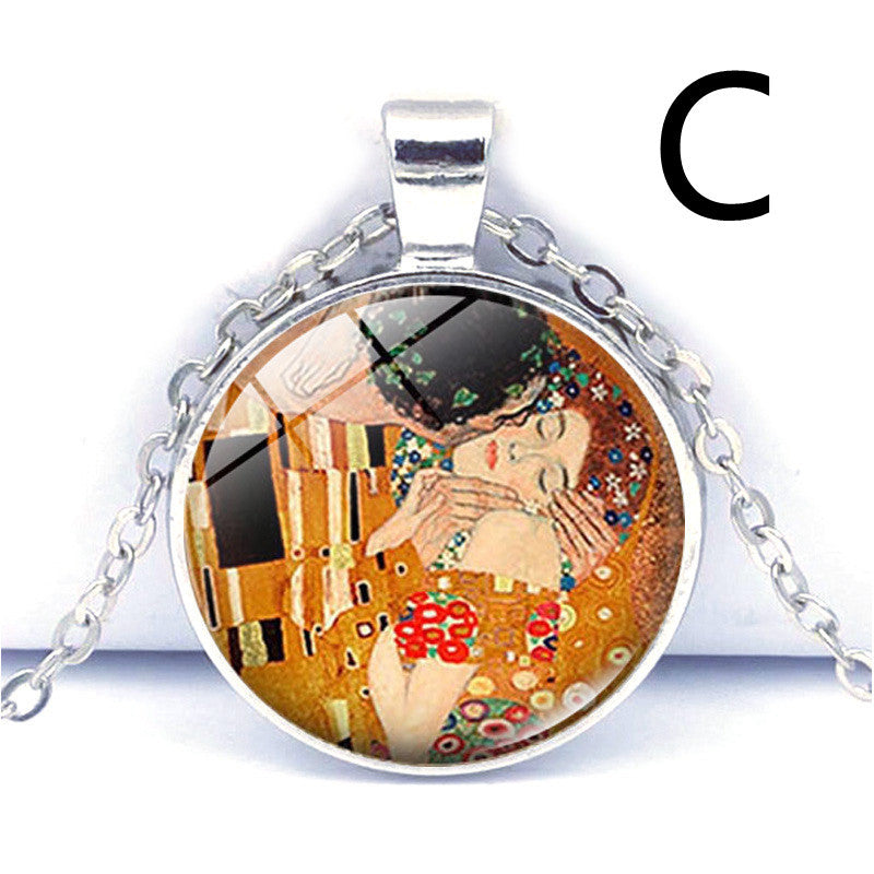 Van Gogh Star Moon Night Time Gemstone Necklace