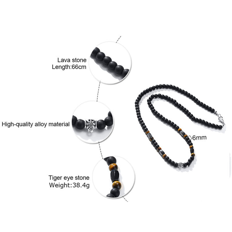 Black Matte Volcanic Rock Necklace